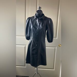 Edgy Black Faux Leather Dress